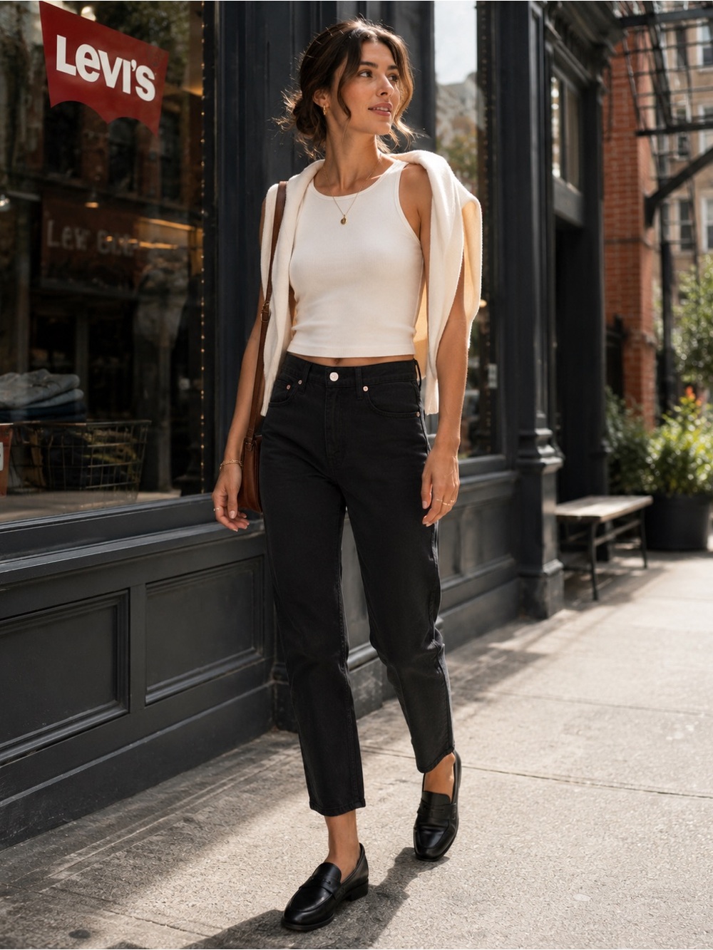 Levi's New 80s Mom Jeans Women 32x29 Black Pants HR Relaxed Tapered A3506-0321‎